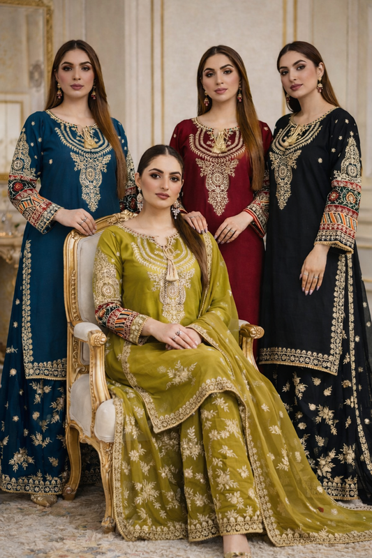 Brit 3 piece luxury chiffon_81042 Pakistani ladies suit B189