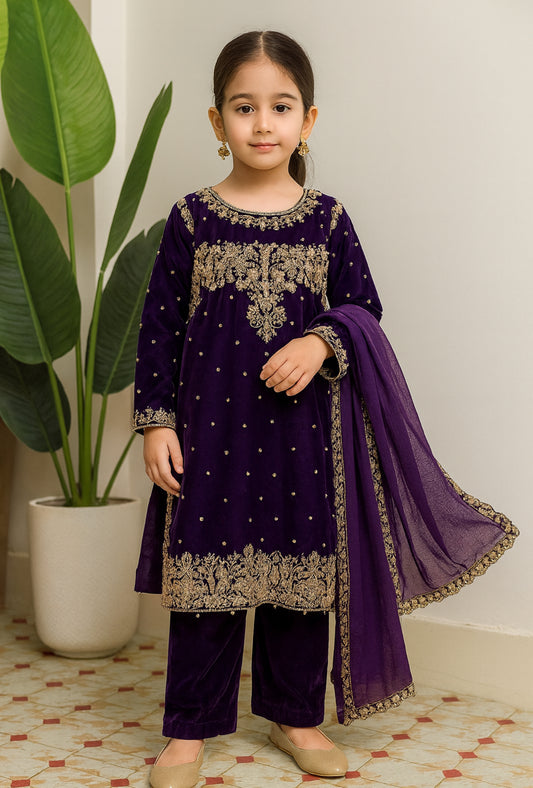 Brit 3 piece kids velvet_5004 ladies suit KIDS N2