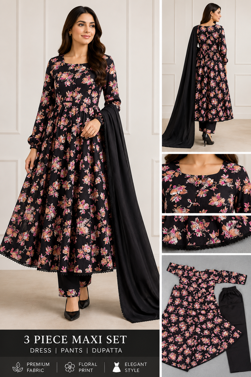 BRIT 3 piece luxury linen MAXI collection ladies dress B656