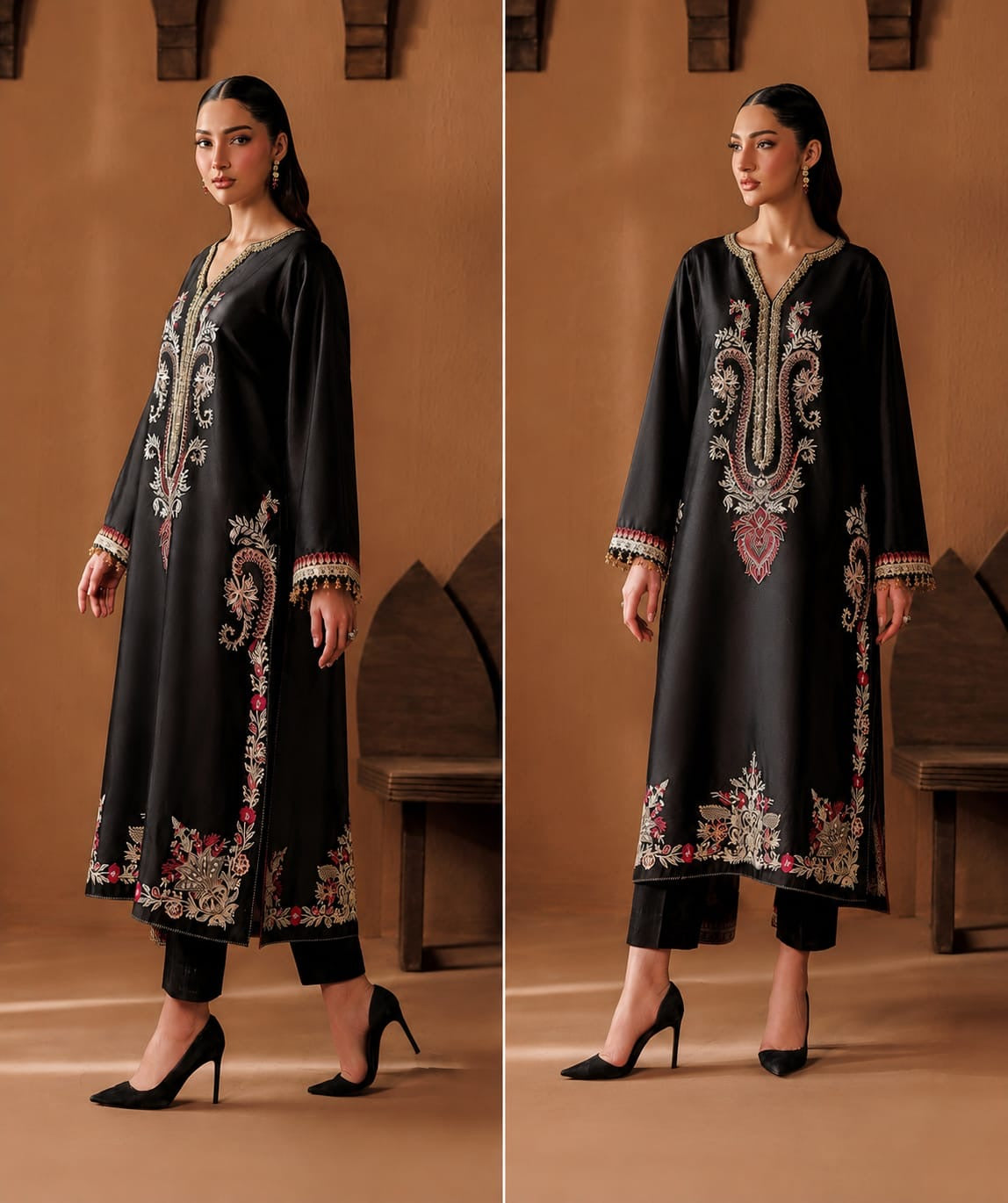ETHINIC 2 piece designer viscous and Dhanak collection ladies dress B739