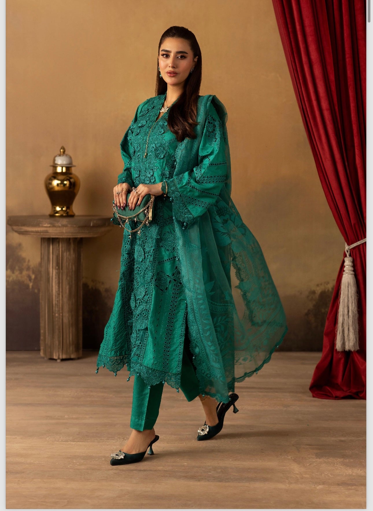 Maria B inspired 3 piece embroidery party wear B310