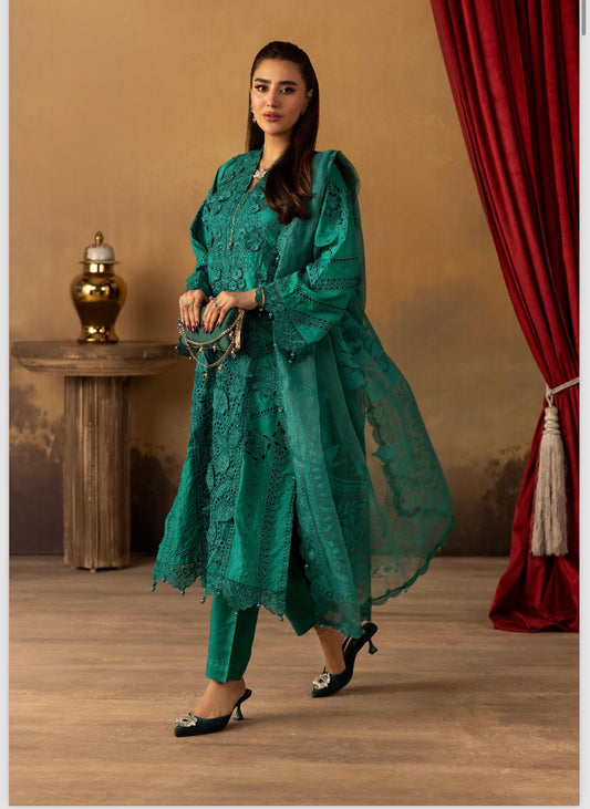 Maria B inspired 3 piece embroidery party wear B310