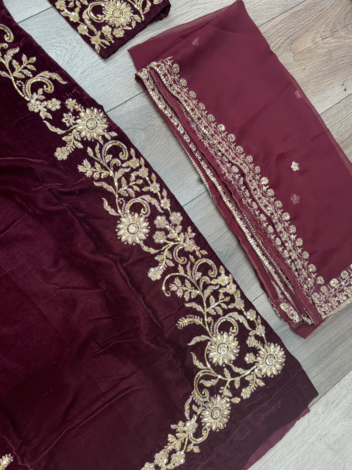 Brit 3 piece luxury Designer Valvet winter Pakistani ladies suit B320