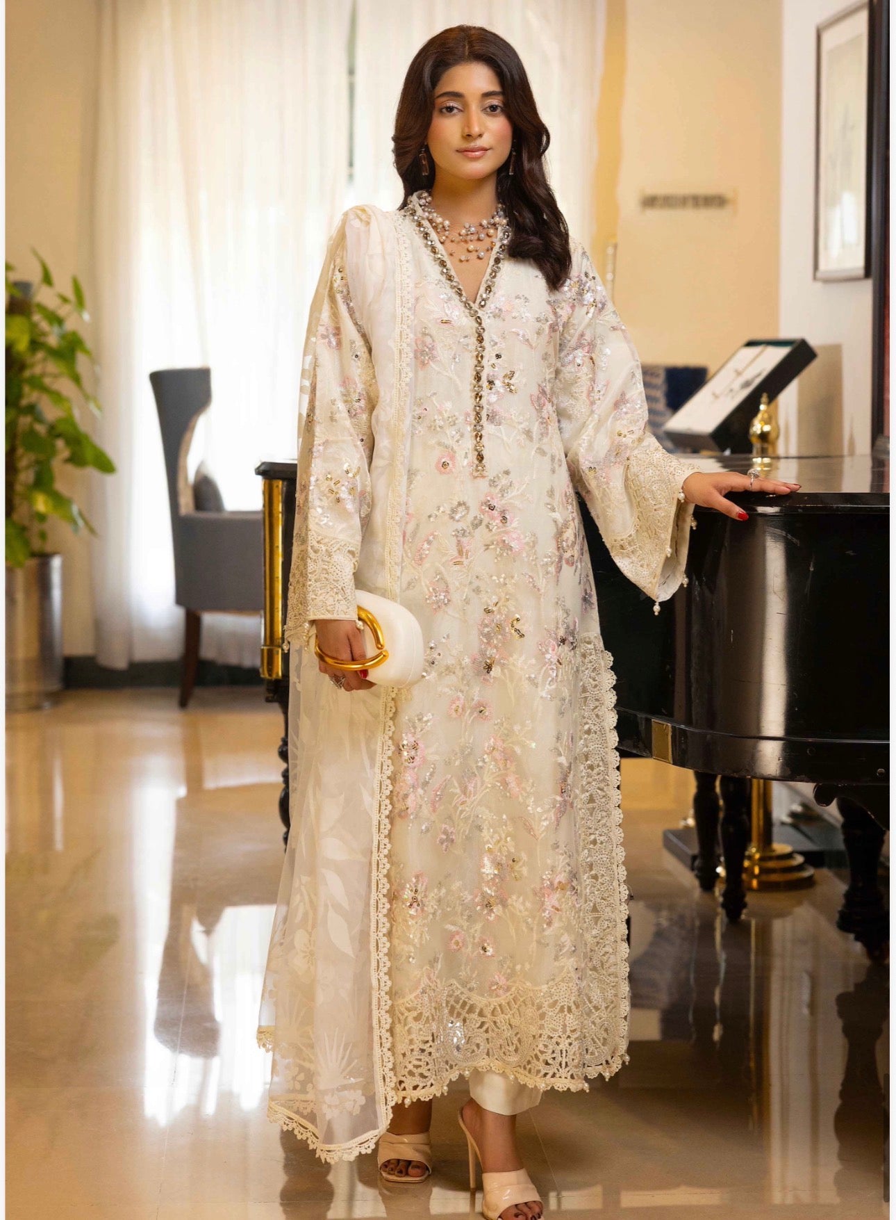 KIDS MARIA B INSPIRED 3 piece Organza embroidered Pakistani ladies suit B529