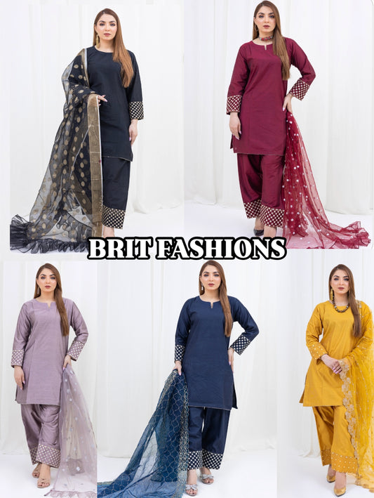Brit 3 piece Farshi Salwar silk _100275 ladies suit B152
