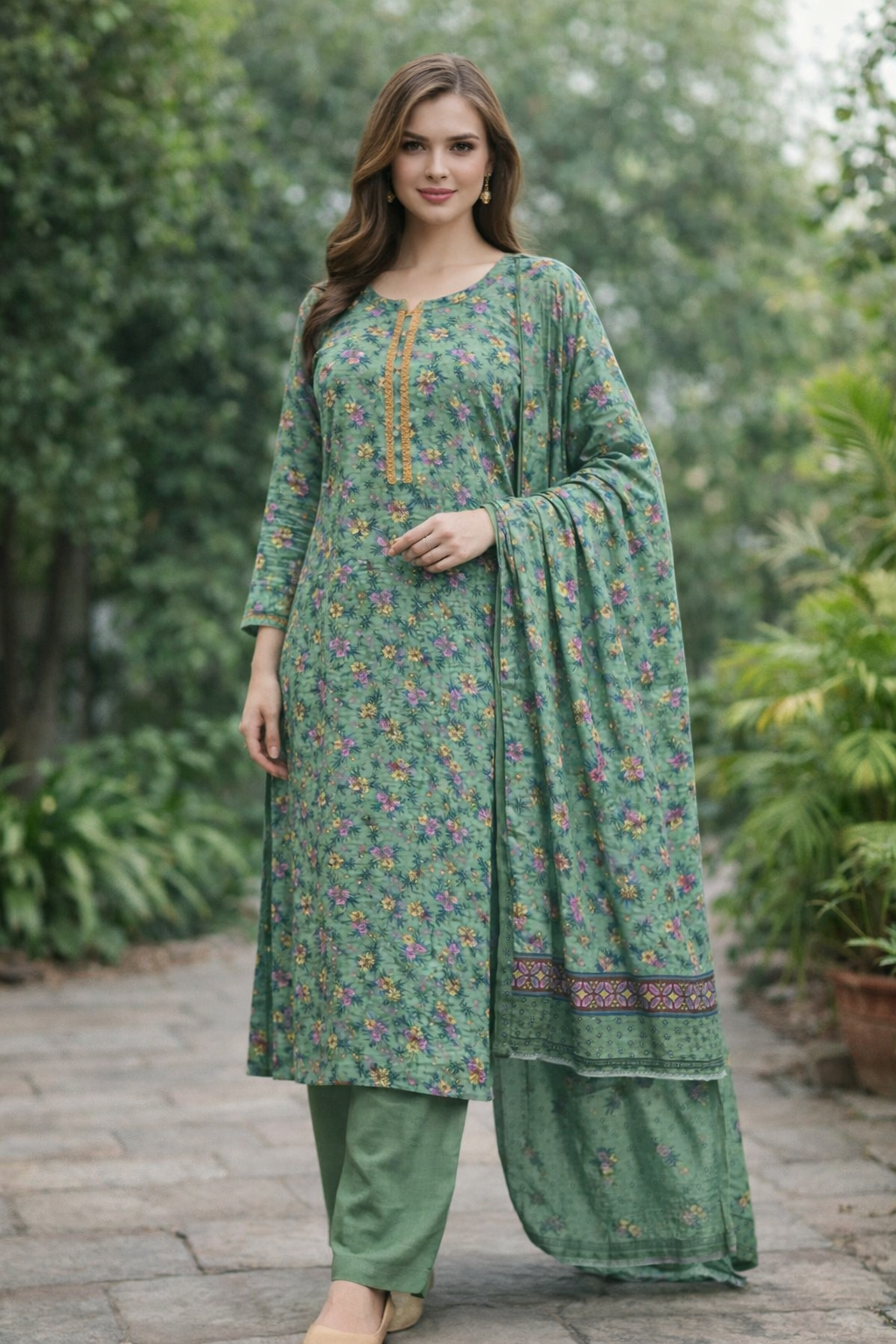 Brit 3 piece Dhanak Pakistani ladies Winter collection suit B398