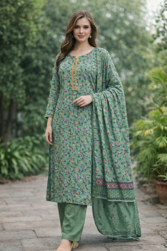 Brit 3 piece Dhanak Pakistani ladies Winter collection suit B398