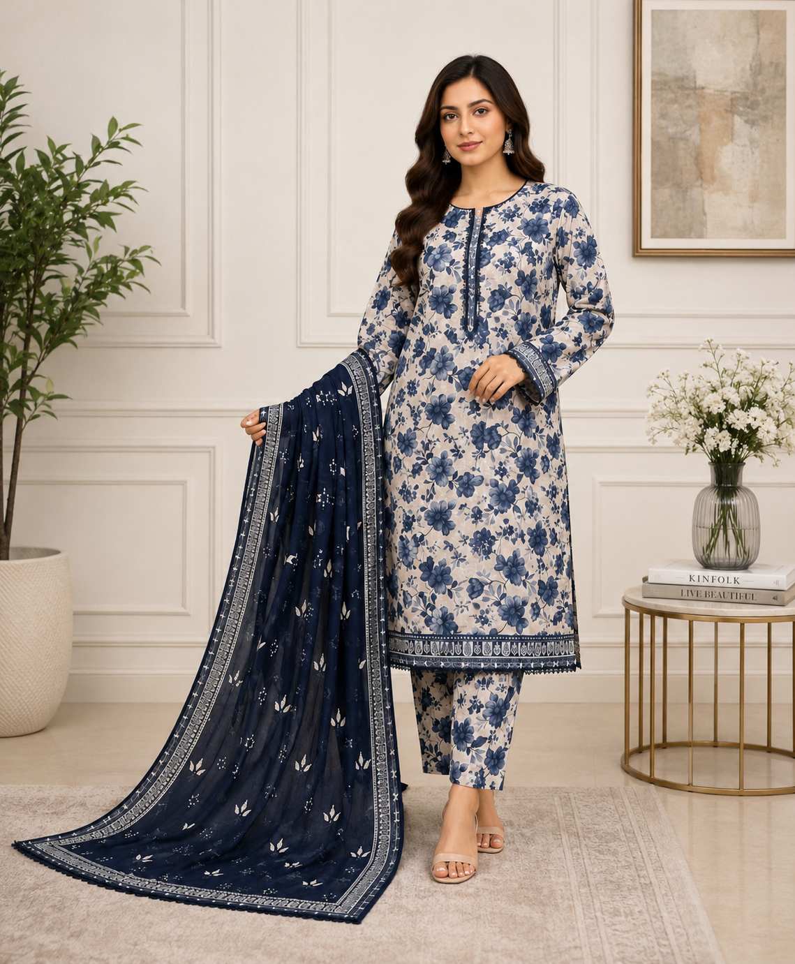 Bin Saeed 3 piece luxury lawn collection ladies dress B671
