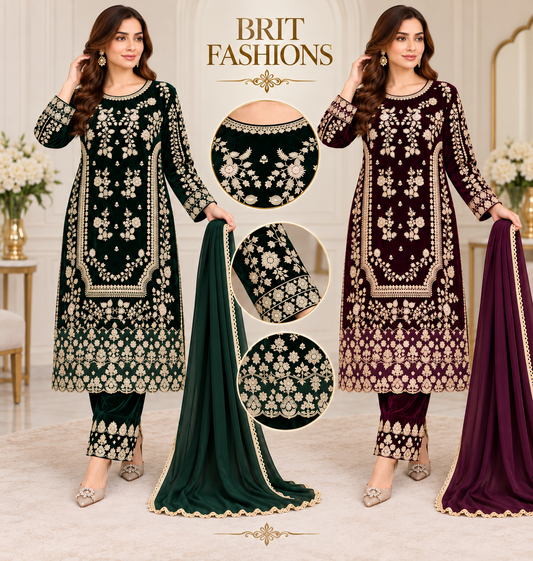 BRIT- GL 3 piece valvet designer collection B791