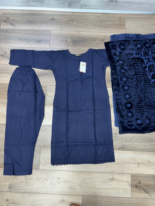 Brit 3 piece Dhanak _81042 Pakistani ladies suit Navy blue CD2