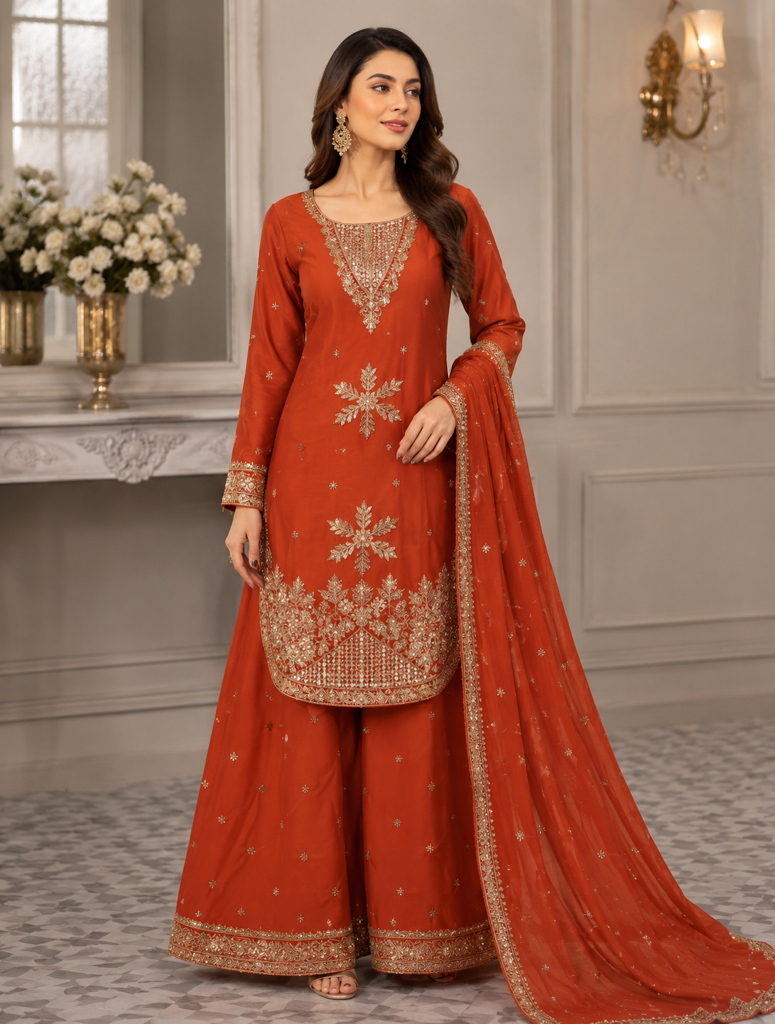 Brit 3 piece luxury chiffon ladies dress B702