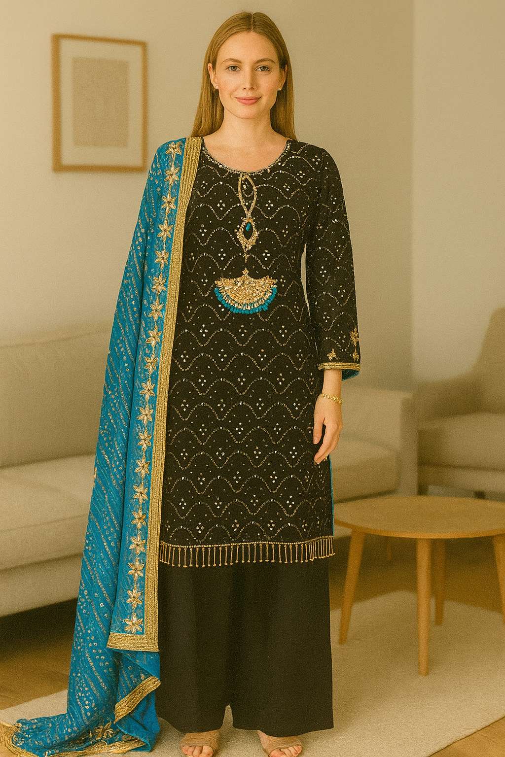 Brit 3 piece luxury wedding wear_100242 ladies suit B213