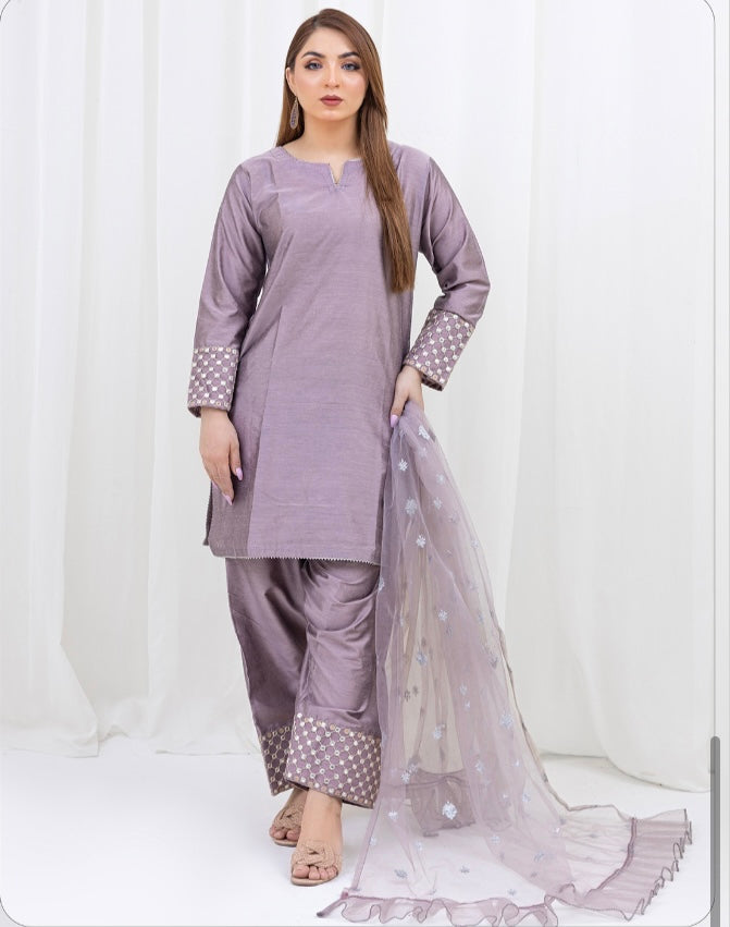 Brit 3 piece Farshi Salwar silk _100275 ladies suit B152