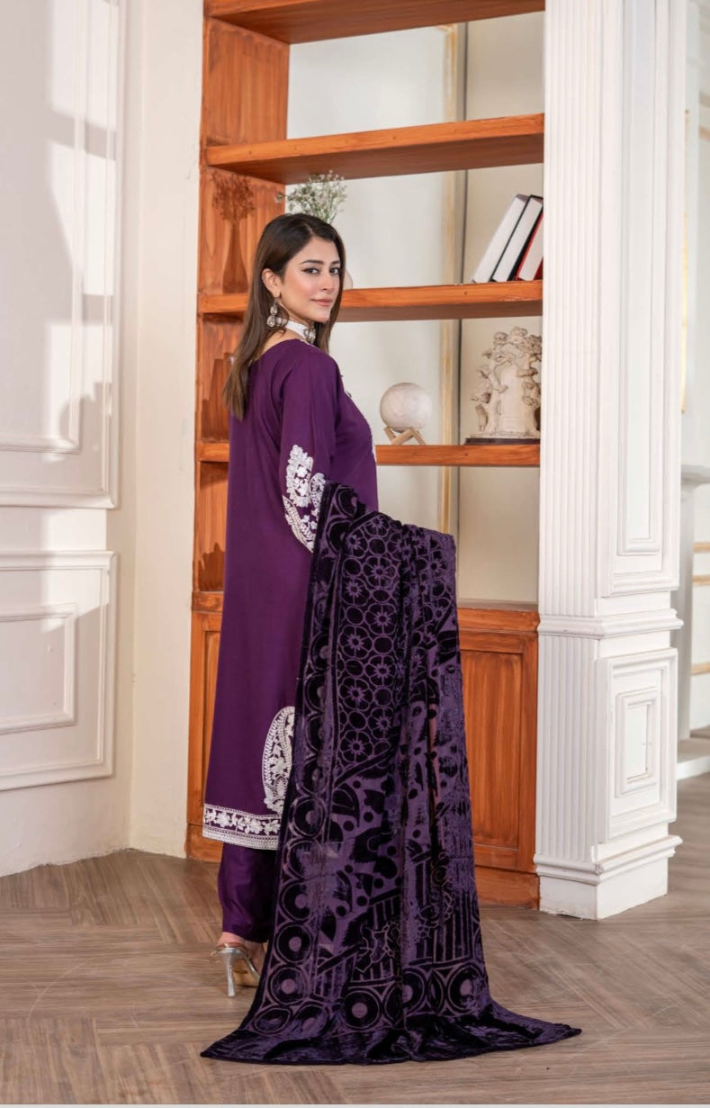 Brit 3 piece Dhanak with plachi shawl_81042 Pakistani ladies suit B298