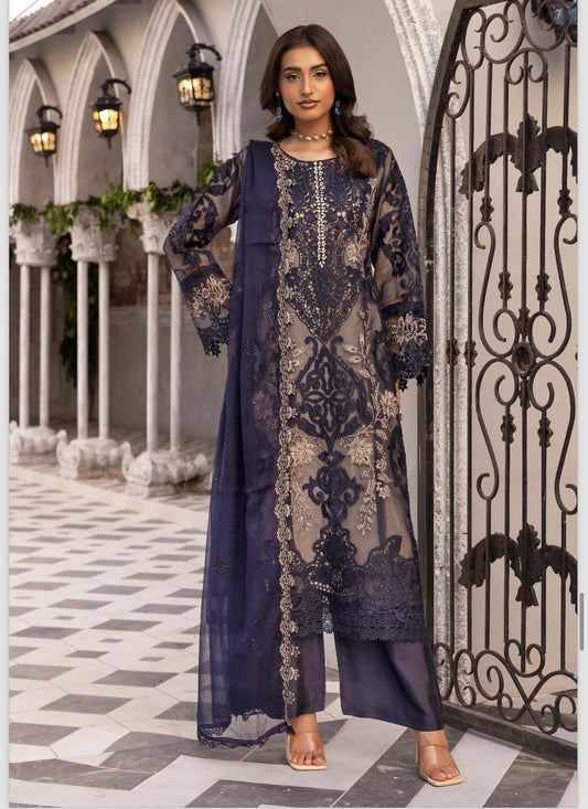 Maria B inspired 3 piece embroidery party wear B307