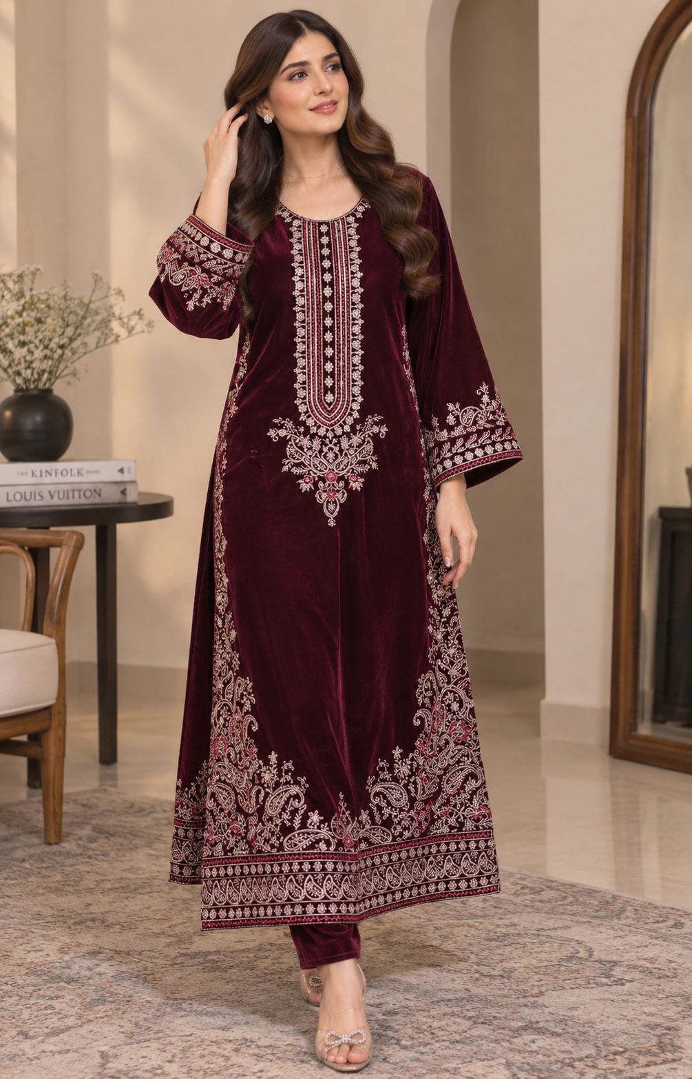 BRIT 2 piece designer Micro Valvet collection ladies dress B734
