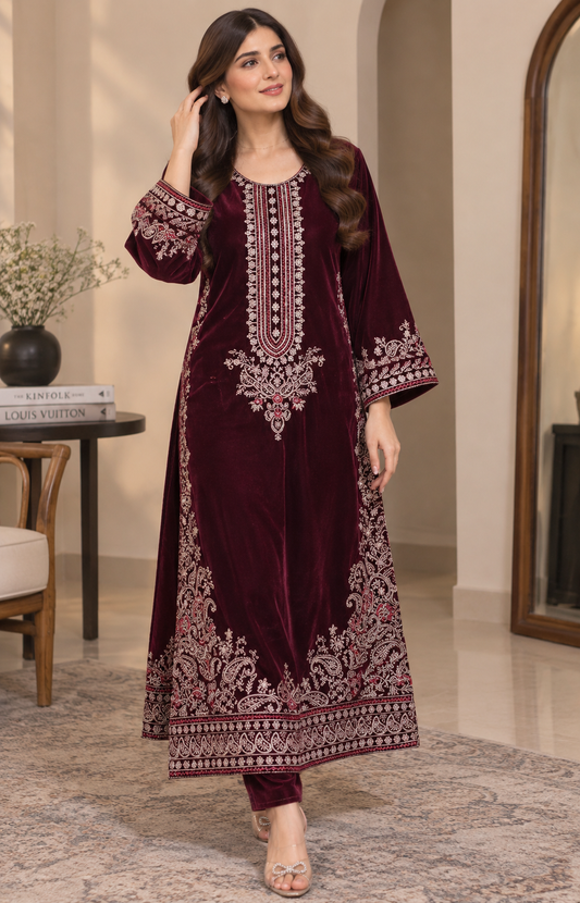 BRIT 2 piece designer Micro Valvet collection ladies dress B734