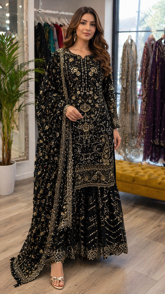 BRIT 3 piece CHIFFON Pakistani ladies suit B553