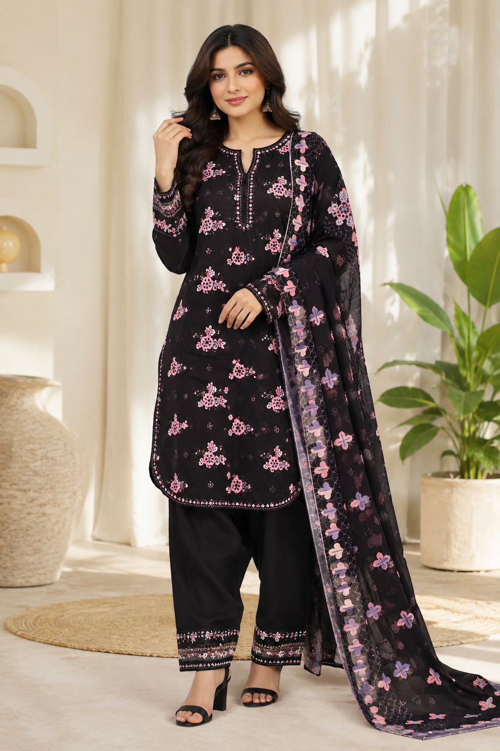 BRIT 3 piece luxury cotton ladies dress B649
