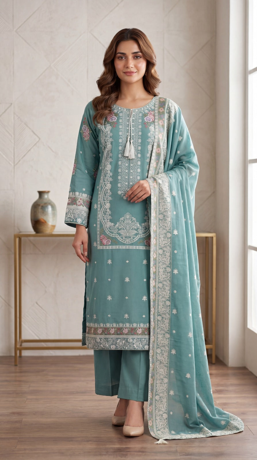 KARMA INSPIRED 3 piece embroidery cotton ladies dress B606