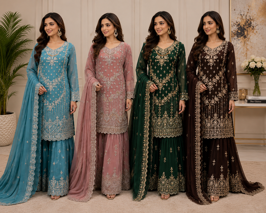 Mother and daughter 3 piece chiffon 81042 Pakistani ladies suit B615
