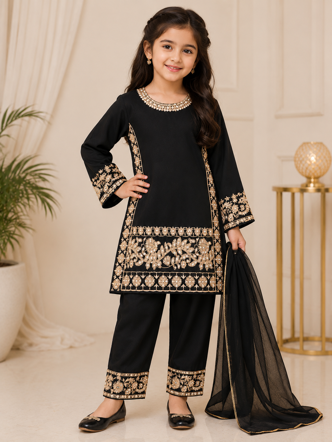 KIDS 3 piece chiffon suit B674