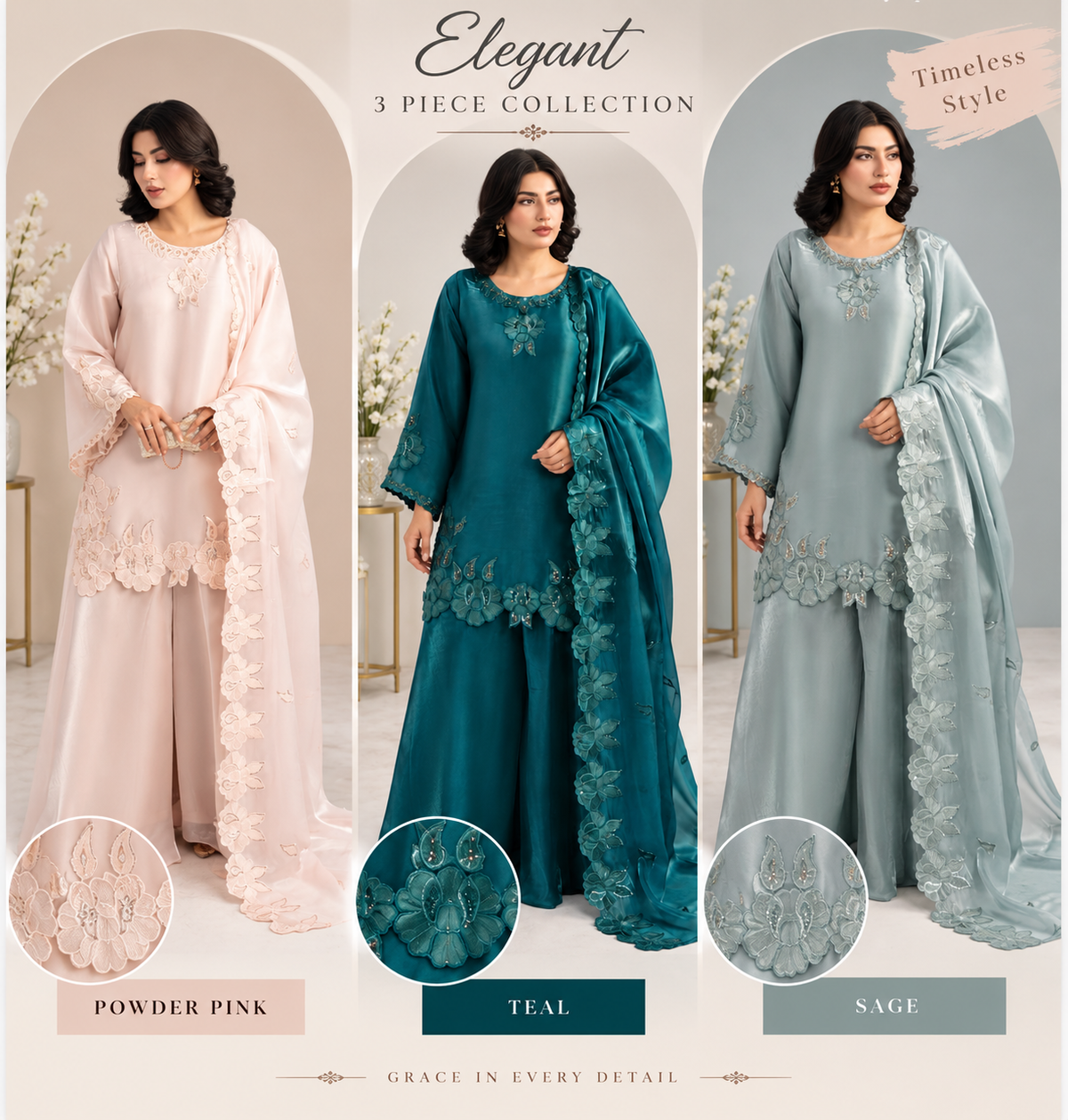 BRIT-GL 3 piece silk casual collection B775