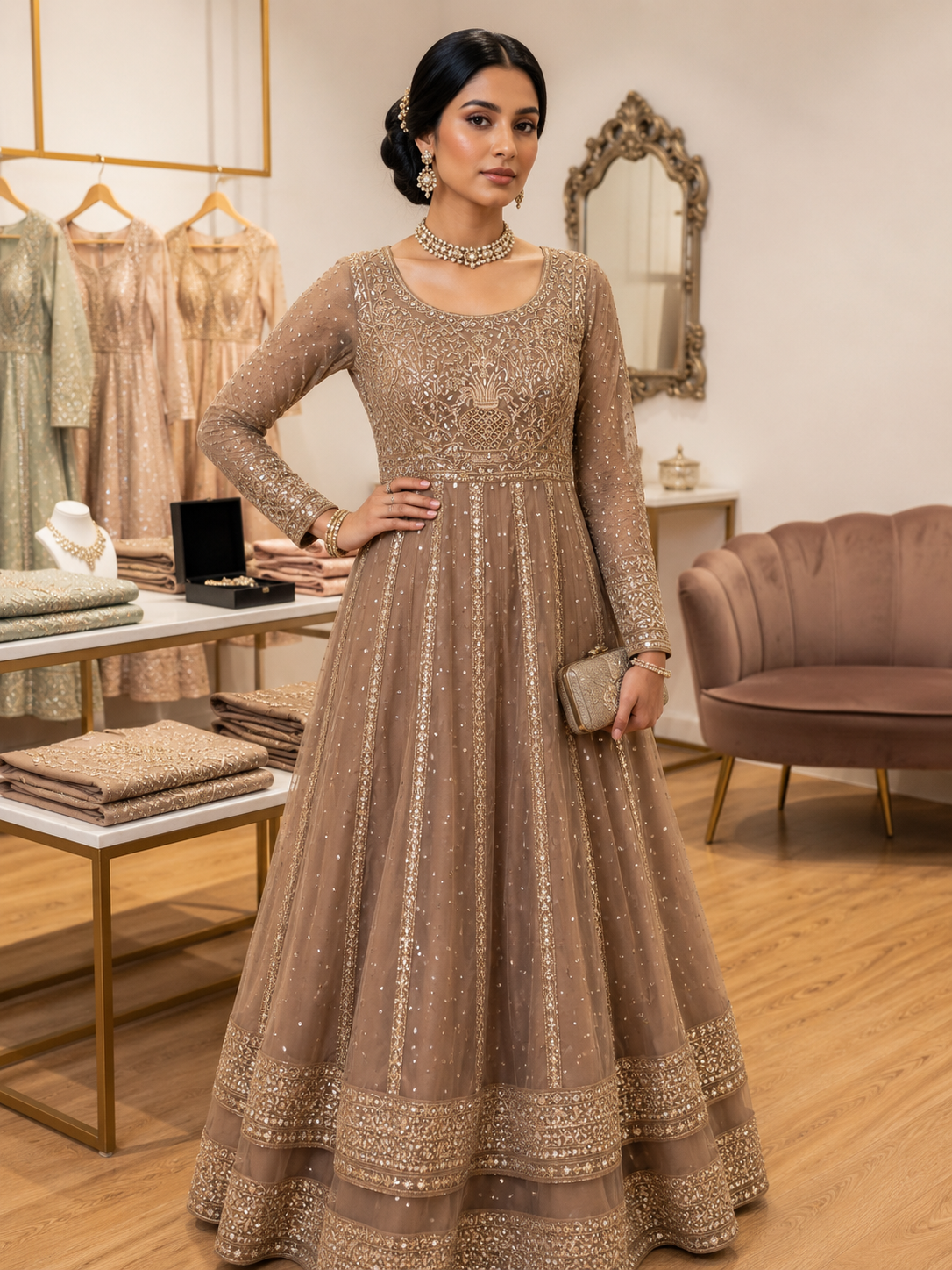 BRIT 3 piece luxury Designer chiffon Maxi collection B718
