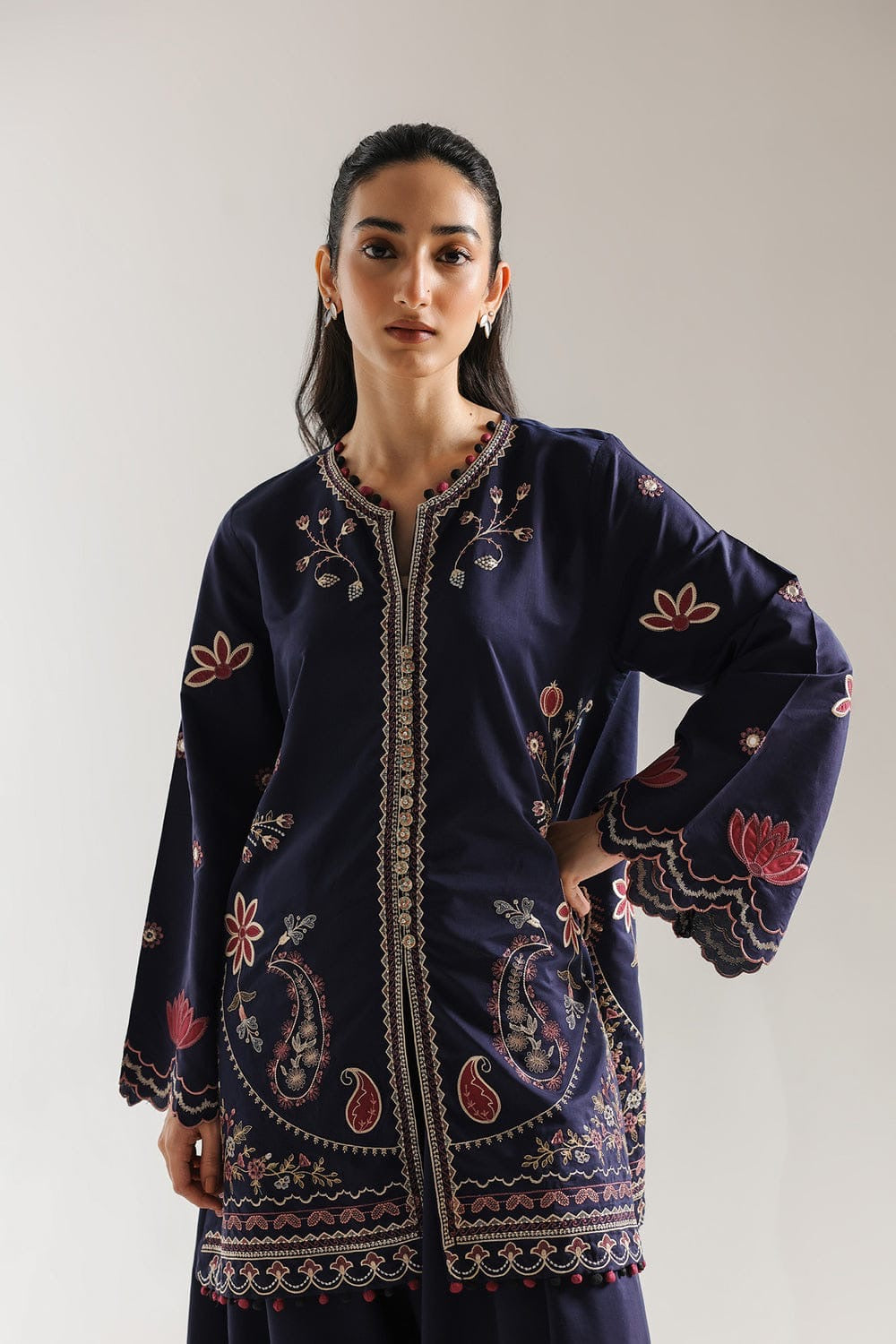 ETHNICH 3 piece embroidery linen ladies dress B612