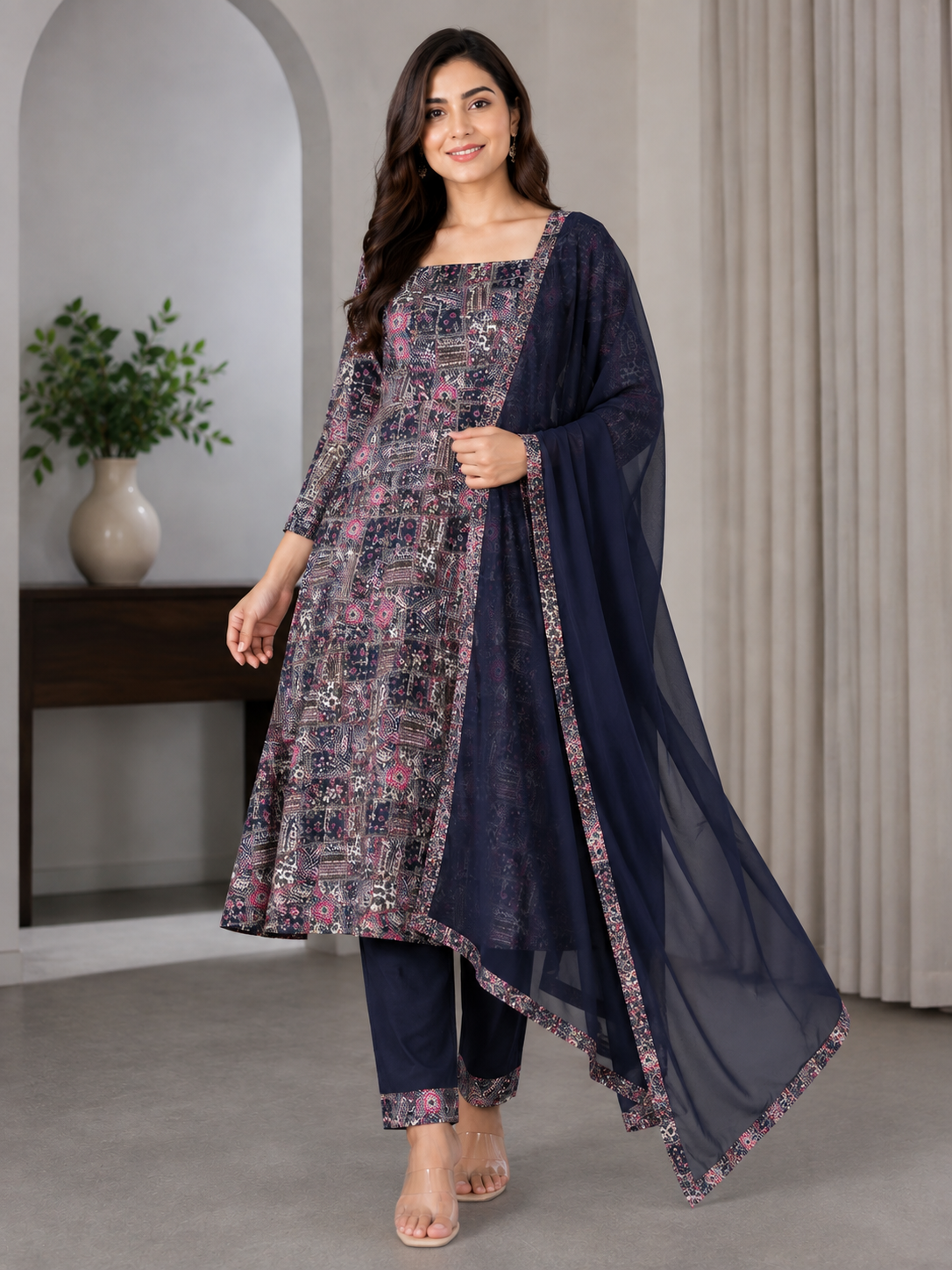 BRIT 3 piece luxury Designer chiffon ladies Maxi dress B693