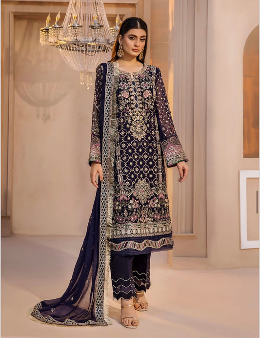 Baruque chentelle 3 piece luxury chiffon_81042 Pakistani ladies suit B225