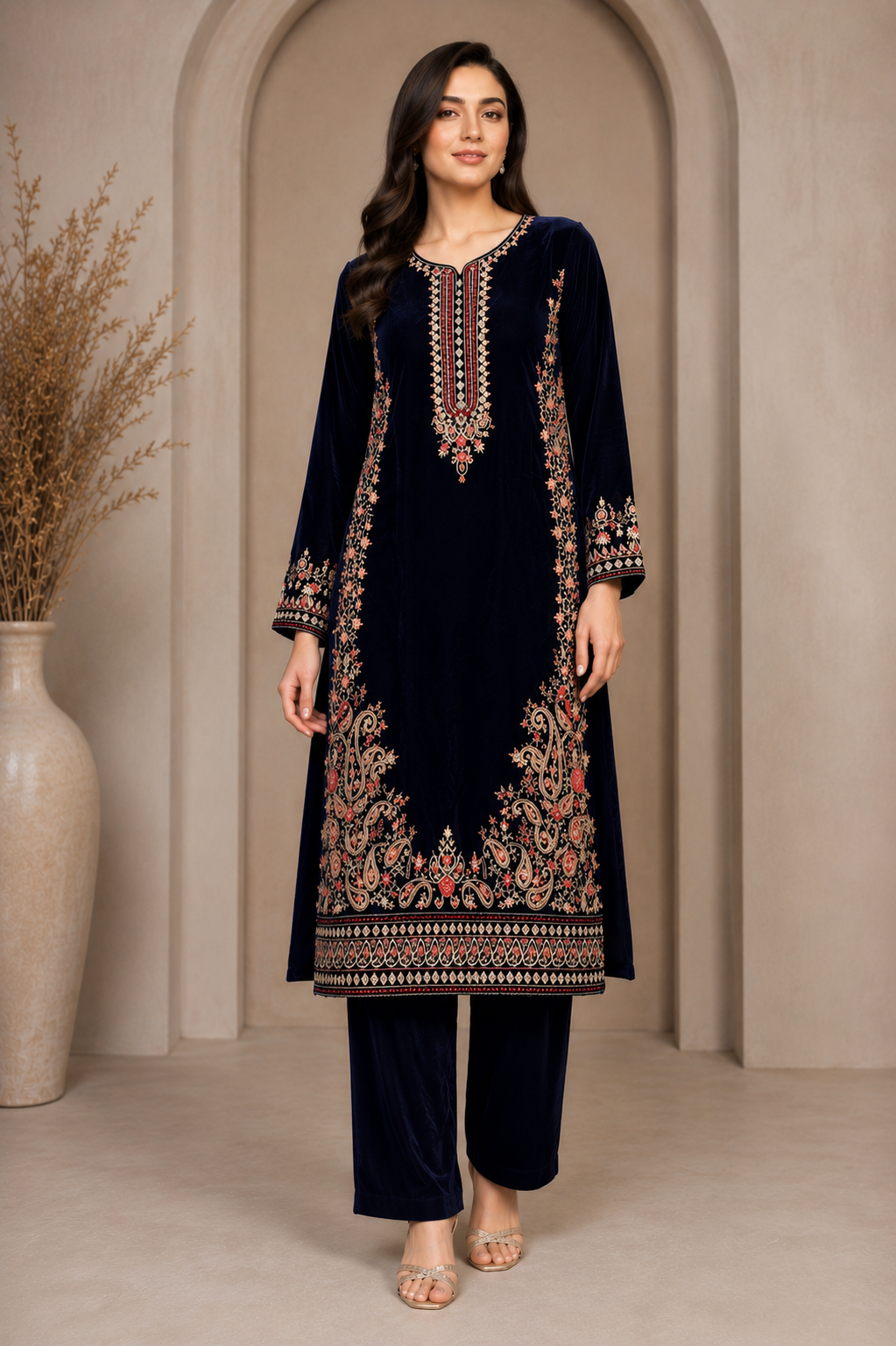 BRIT 2 piece designer Micro Valvet collection ladies dress B734