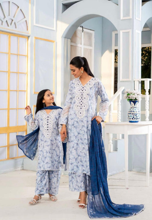 Mother and daughter Baroque printed lawn_81045 Pakistani ladies suit B186