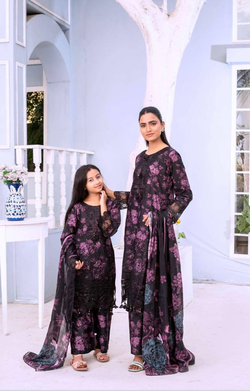Mother and daughter Baroque printed lawn_81045 Pakistani ladies suit B186