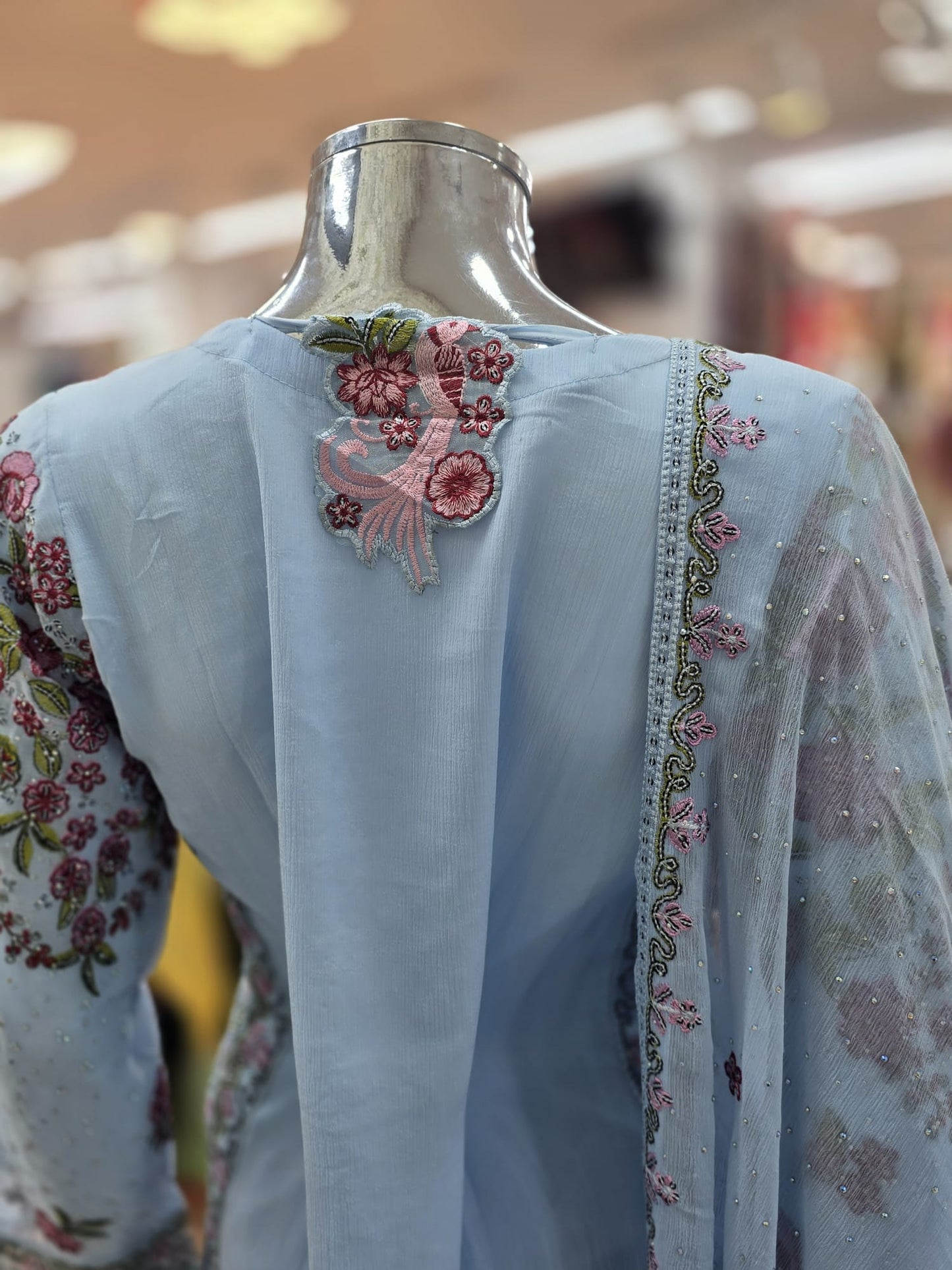 Brit 3 piece chiffon mother and daughter _100209 Ice Blue ladies suit B75