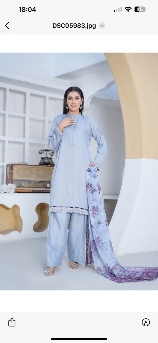 Brit 3 piece Farshi Salwar _100255 ladies suit Ice blue B147