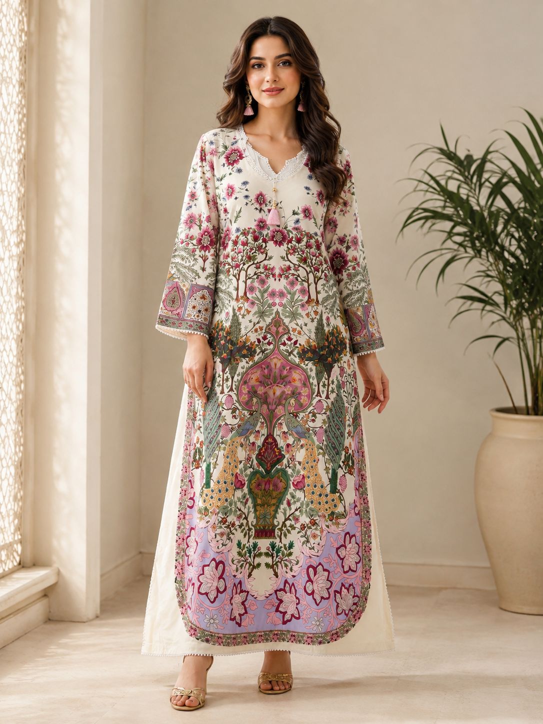 BRIT 2 piece silk Kaftaan collection ladies dress B744