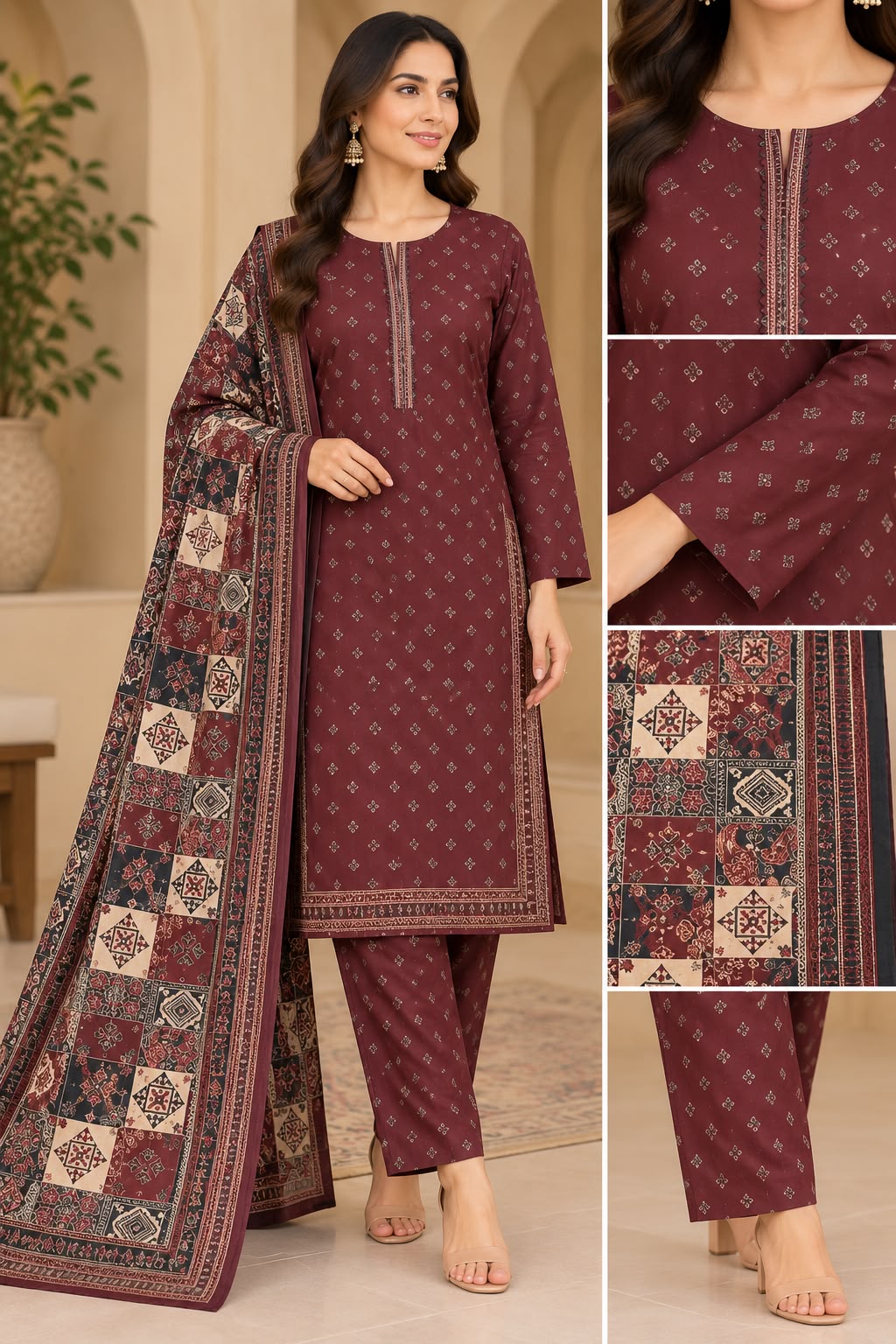 Bin Saeed 3 piece khadar designer collection B814