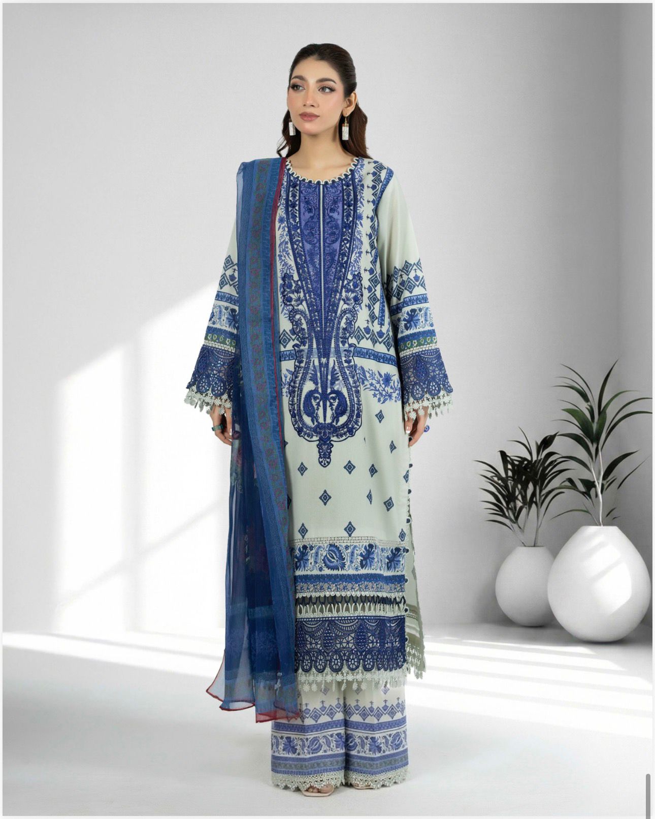 Adan libas original ladies jacquard voil collection B571