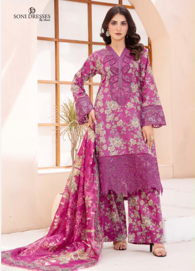 BRIT 3 piece luxury lawn collection ladies dress B654