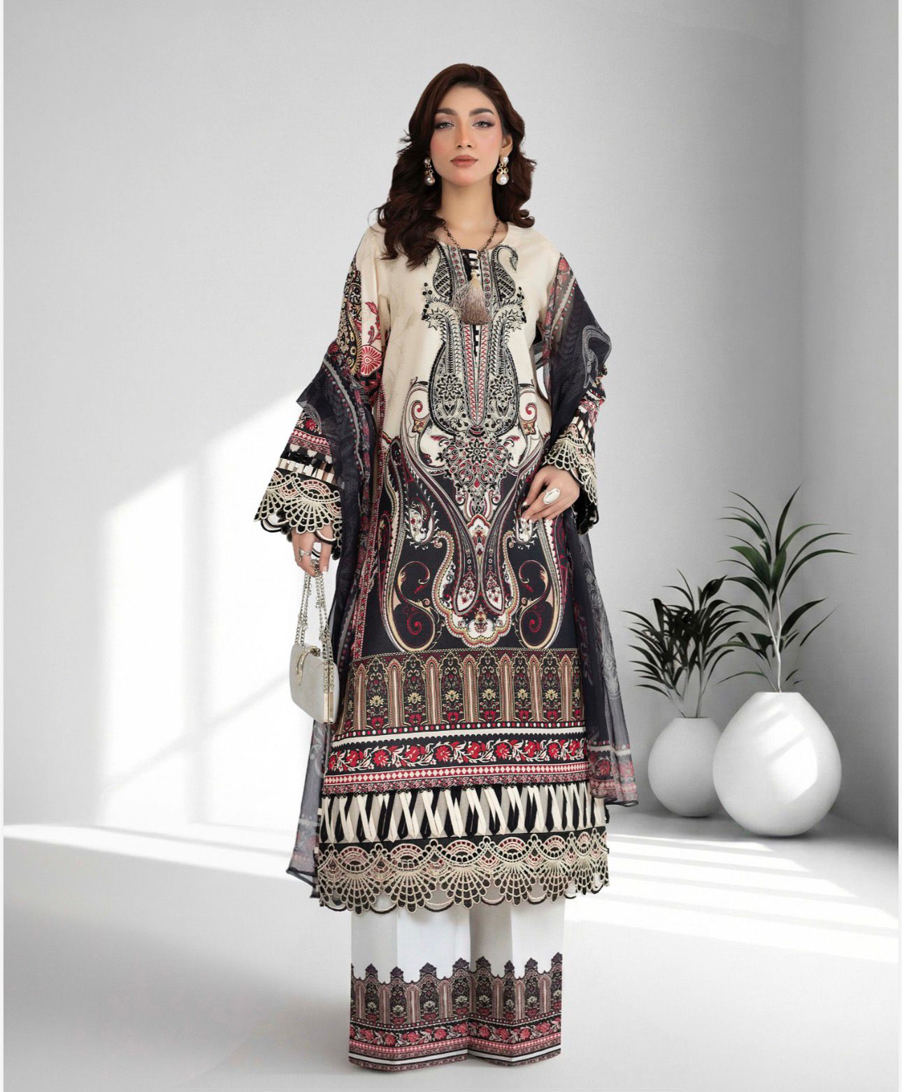 Adan libas original ladies jacquard voil collection B571