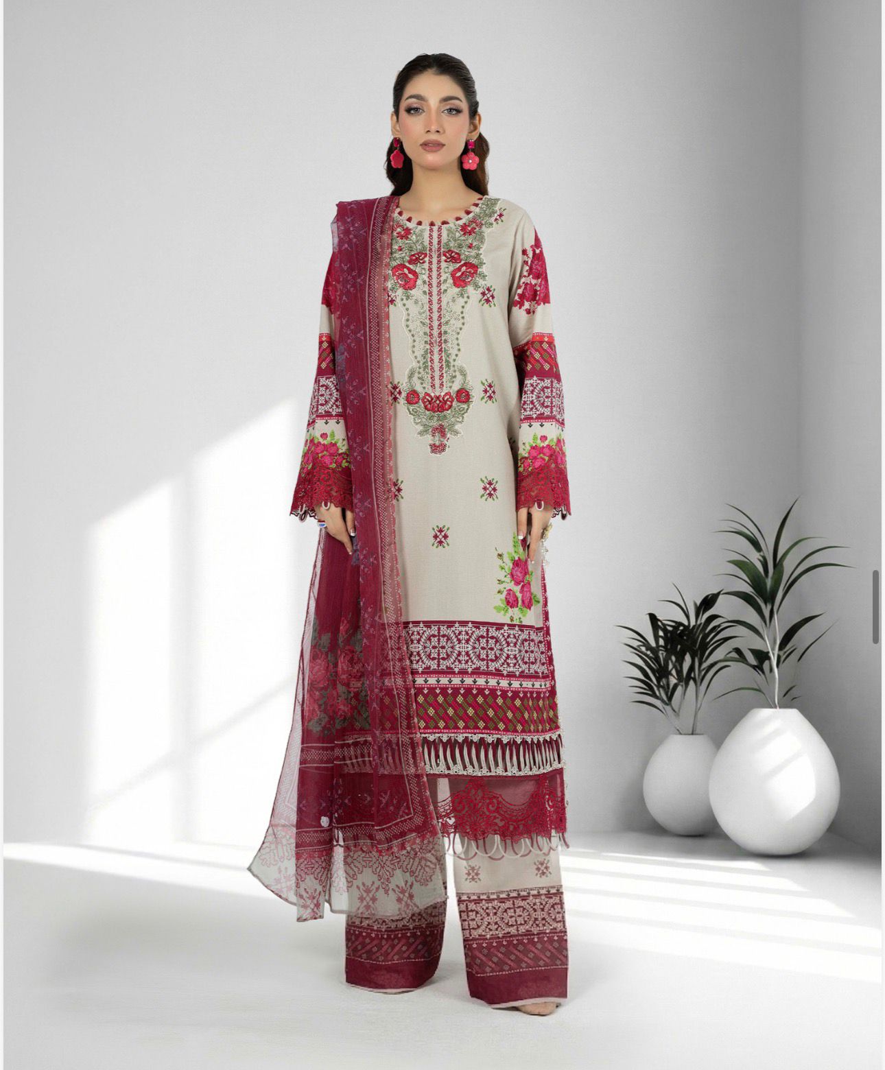 Adan libas original ladies jacquard voil collection B571