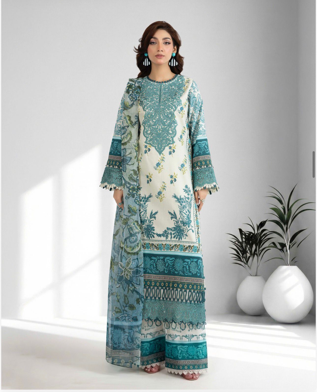 Adan libas original ladies jacquard voil collection B571