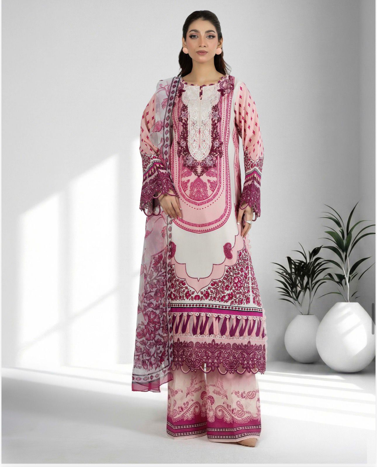 Adan libas original ladies jacquard voil collection B571
