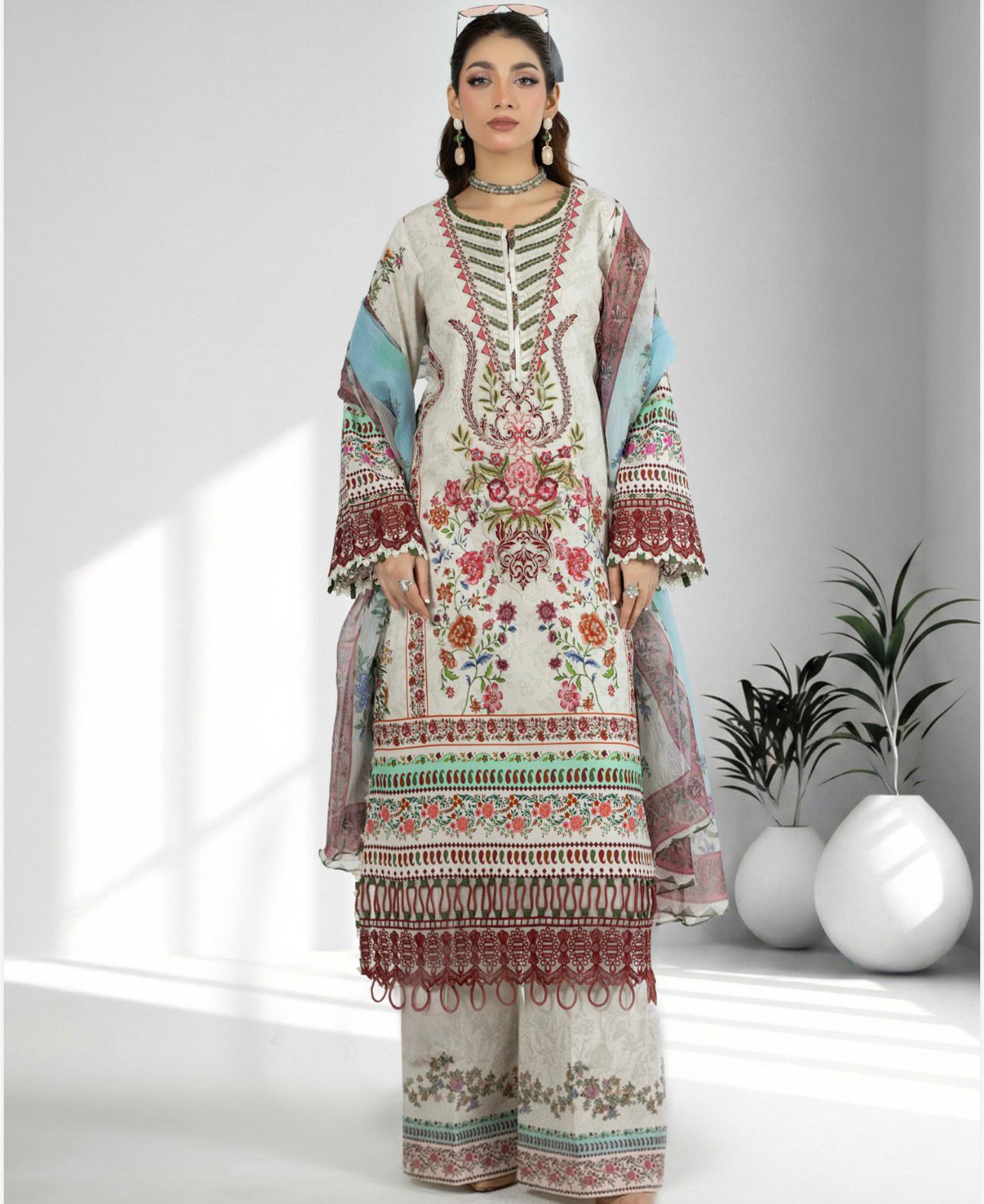 Adan libas original ladies jacquard voil collection B571