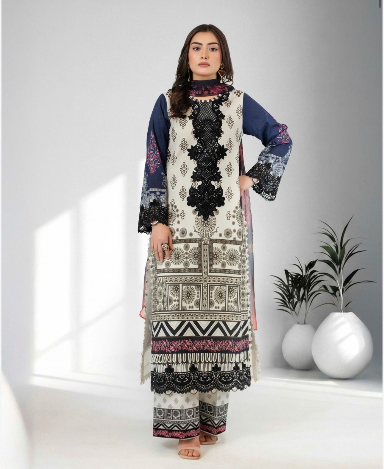 Adan libas original ladies jacquard voil collection B571