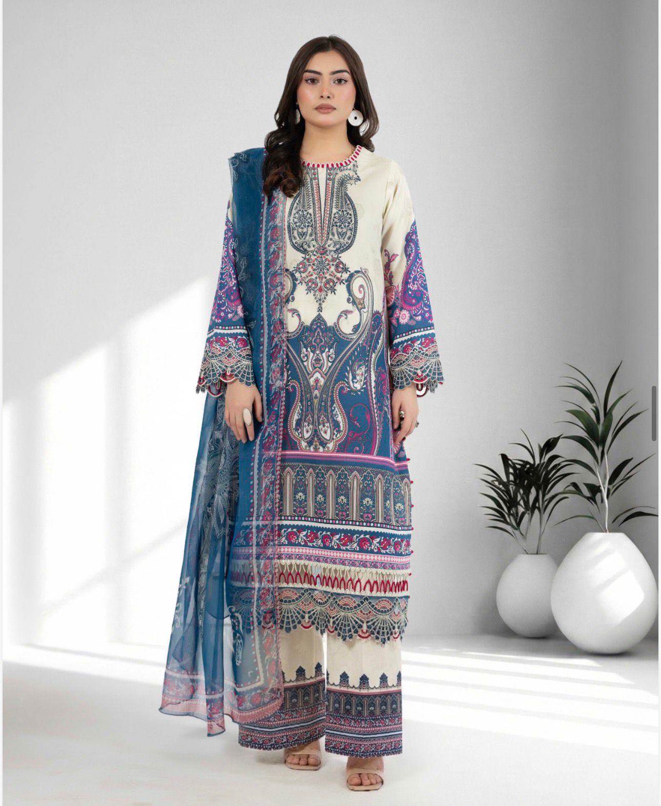 Adan libas original ladies jacquard voil collection B571