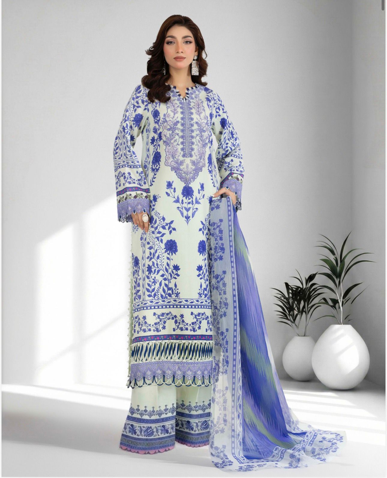 Adan libas original ladies jacquard voil collection B571